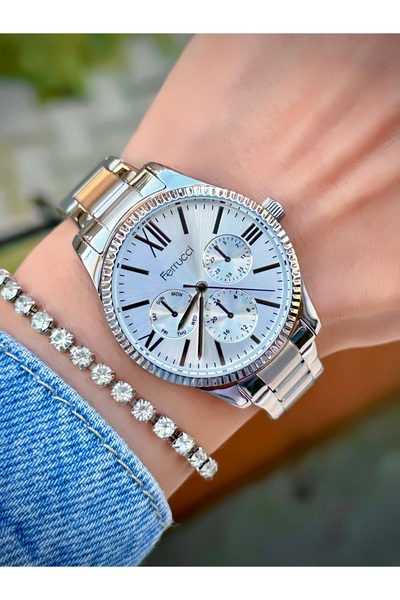 Ferrucci Kadın Kol Saati 2 Yıl Garantili Su Geçirmez Çelik Kordon Gümüş Saat Orjinal Ürün