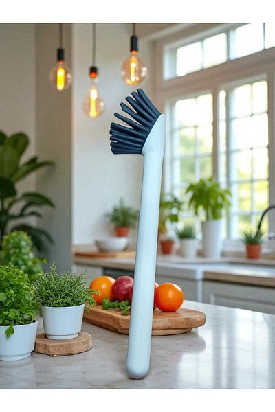 elfnur Silicone Dishwashing Sink Cleaning Kitchen Countertop Brush Black