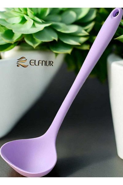 elfnur 1Pc Hard Tip Heat Resistant Fireproof Non-Stick Pan Non-Scratch Silicone Food Ladle