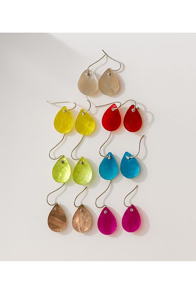 OEM 7 In 1 Earring Set - Mother-of-pearl Pendants - 7 Colors, A Pair For Every Day