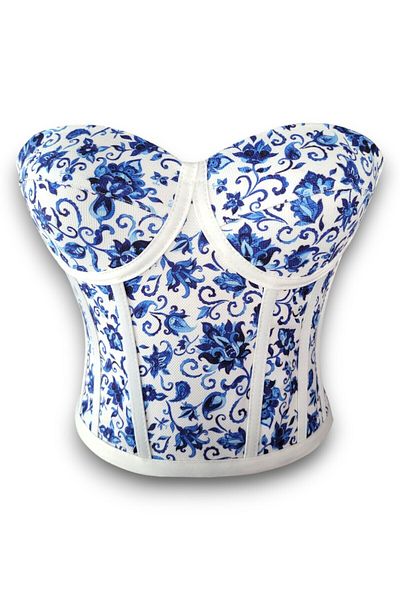 FİYPER Μπουστάκι κορσέ με κορσέ με μοτίβο Oriental Blue Floral 2713