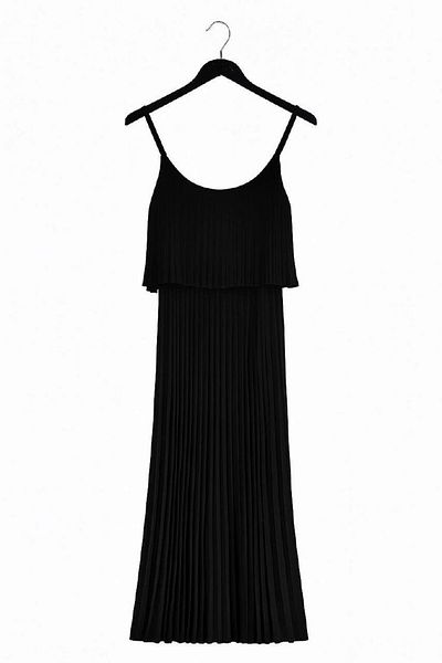Maldia Shop Women's Pleated Chiffon Black Dress