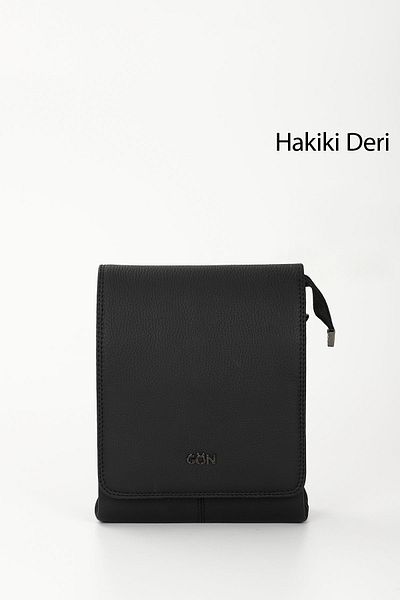 GÖNDERİ(R) BLACK Gön Genuine Leather Medium Size Unisex Shoulder Bag Q3672