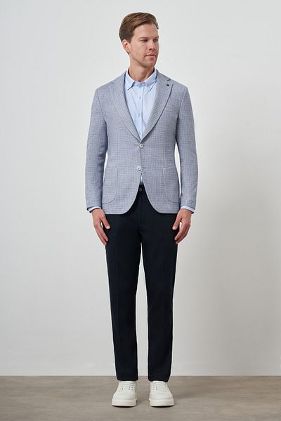 Morven Ανδρικό πλεκτό Indigo Slim Fit μονό γιακά μπουφάν