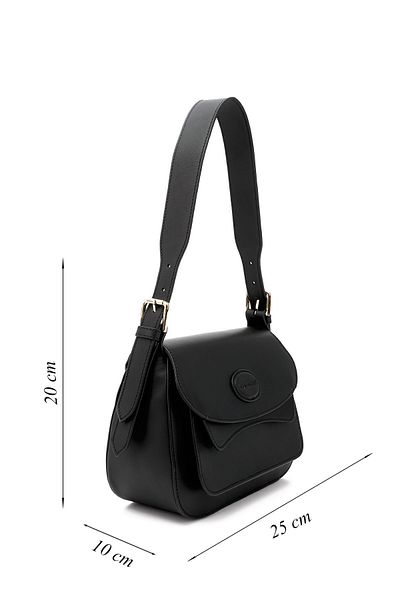 GÖNDERİ(R) Women/Girls Black Genuine Leather Hand and Shoulder Bag