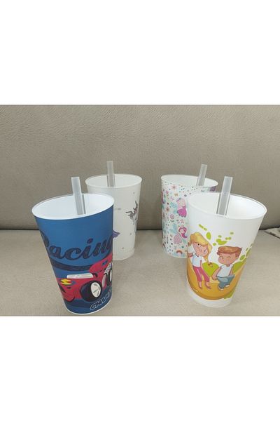 Gondol Straw Cup with Straw Set of 4 Mixed Colors