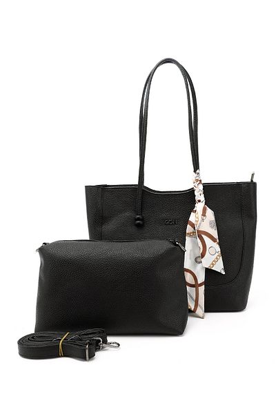 GÖNDERİ(R) Women / Girls Black Scarf Puppy Shoulder Bag