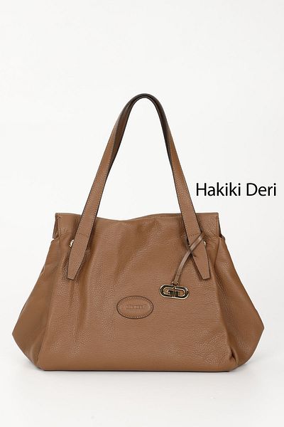 GÖNDERİ(R) TABA FLOTER Gön Platinum Genuine Leather Large Size Women's Shoulder and Hand Bag B6537