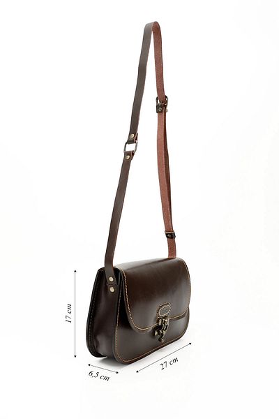GÖNDERİ(R) Women / Girls Brown Antique Vaketa Genuine Leather Shoulder and Messenger Bag