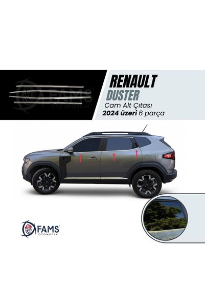 FAMS OTO AKSESUAR Renault Duster 2024 Üzeri Için Krom Cam Alt Çıtası 6 Parça ...