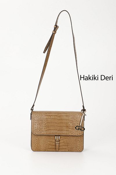 GÖNDERİ(R) TABA KRAKO Gön Platinum Genuine Leather Medium Size Women's Shoulder Bag Q8254
