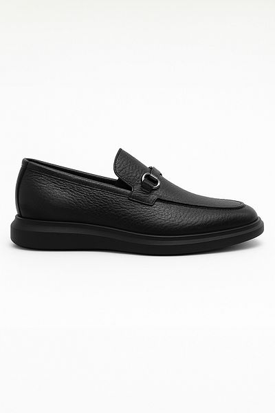 Morven Men's Black Leather Belted Casual Shoes