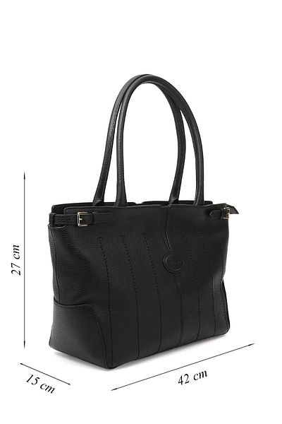 GÖNDERİ(R) Women / Girls Black Genuine Leather Hand and Shoulder Bag