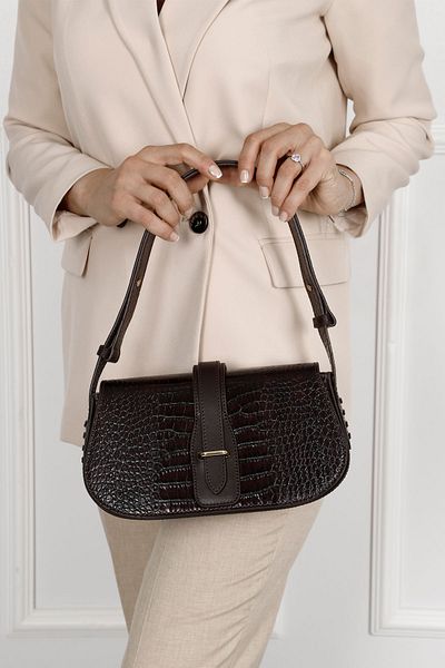 GÖNDERİ(R) BROWN KRAKO Gön Platinum Genuine Leather Small Size Women's Shoulder Bag K8381