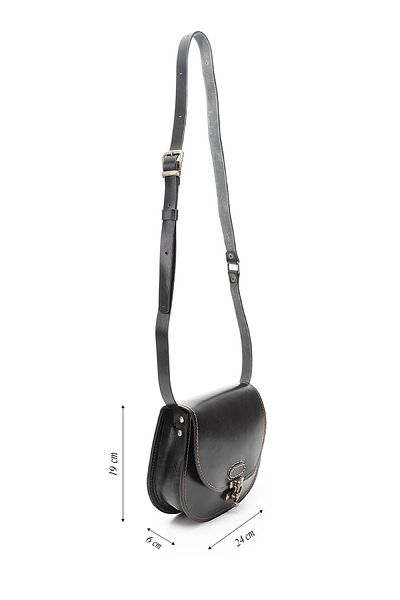 GÖNDERİ(R) Women / Girls Black Vaketa Genuine Leather Shoulder and Messenger Bag