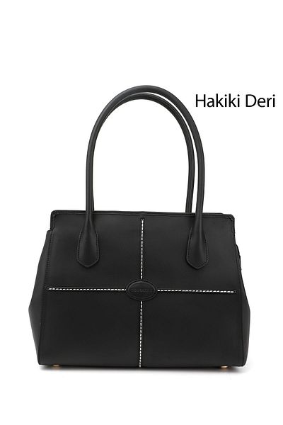 GÖNDERİ(R) Women's Black Genuine Leather Hand and Shoulder Bag