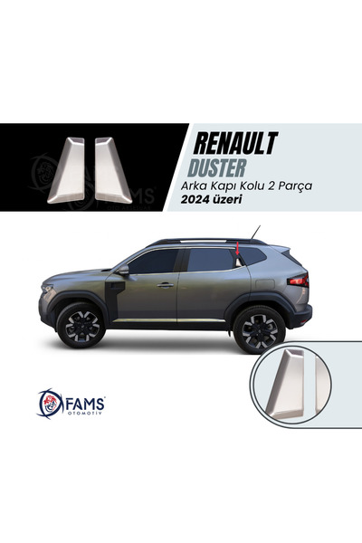 FAMS OTO AKSESUAR Renault Duster 2024 Üzeri Için Krom Arka Kapı Kolu 2 Kapı P...