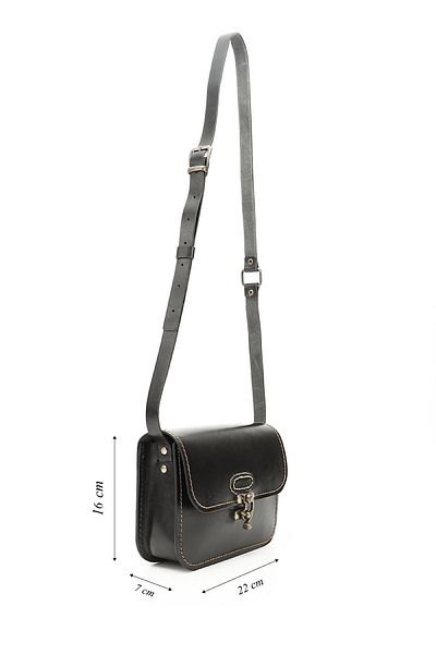 GÖNDERİ(R) Women / Girls Black Vaketa Genuine Leather Shoulder and Messenger Bag