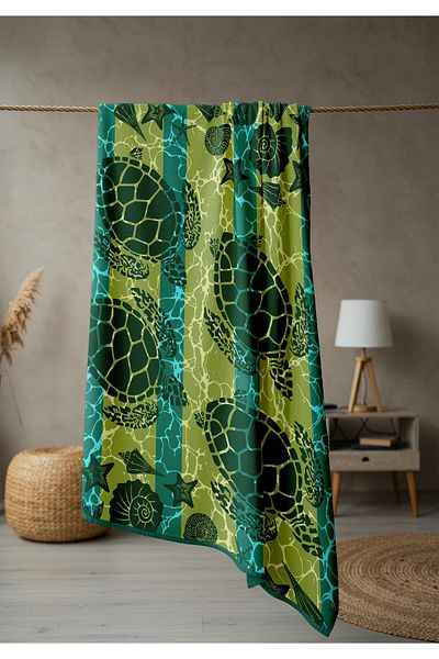 Doruklar Home Collection Πετσέτα θαλάσσης με μοτίβο καρέτα καρέτας Peshtemal 80x160 CM NRM12