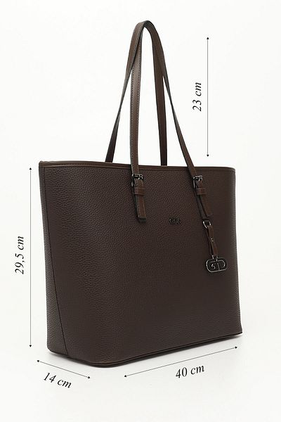 GÖNDERİ(R) Brown Heart Large Size Women's Shoulder Bag B6802