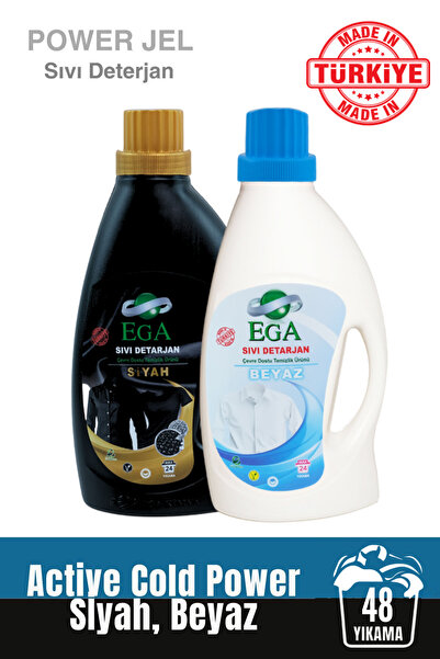 Ega Kimya 2'li Power Jel Siyah Ve Beyaz Sıvı Yıkama Deterjanı 1100 ml