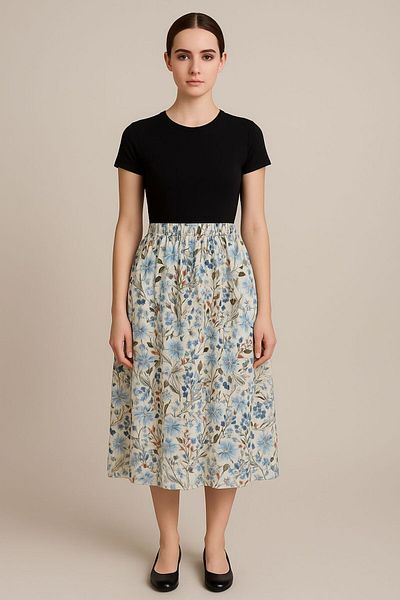 ERVA PEYSAJ İtal Elastic Mother's Skirt Woven