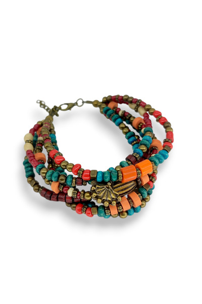 dela otantik El Yapımı Etnik Boncuklu Bileklik – Çok renkli Ayarlanabilir Otantik Bohem Vıntage Bileklik Takı