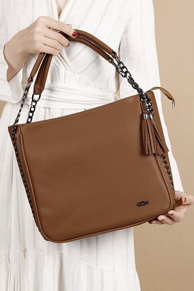 GÖNDERİ(R) Women/Girls Tan Tassel Shoulder Bag