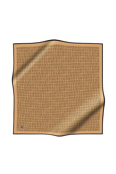 Vissona Σχήμα 90x90 - Ethnic Motif με μοτίβο Silk Twill Χρυσό και μαύρο κασκόλ: Ράψιμο στο χέρι