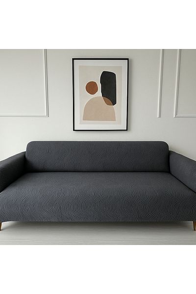 Özlü Home Crocus Jacquard Κάλυμμα καναπέ για 3 άτομα Ελαστικό κάλυμμα καθίσματος Κάλυμμα καναπέ-κρεβάτι Κάλυμμα καναπέ Ανθρακίτη