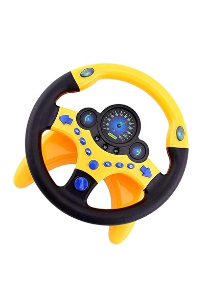 indiggo Interactive Steering Wheel for Kids Driving Simulator, Sounds, Lights, 360°, Suction Cups, Yellow/Black, 3 Years