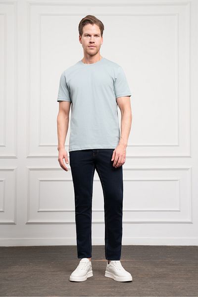 Morven Ανδρικό βαμβακερό μπλουζάκι Indigo Basic Crew Neck Dynamic Fit