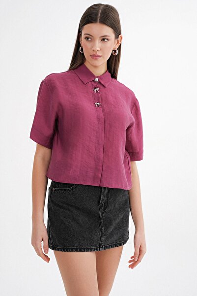 Mixray 4663 Γυναικείο πουκάμισο με κουμπιά Claret Red