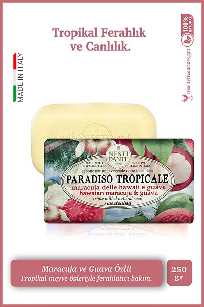 Nesti Dante Paradiso Tropicale Hawaiian Maracuja&Guava Solid Soap 250 Gr |   Humidifier |   Guava Fruit