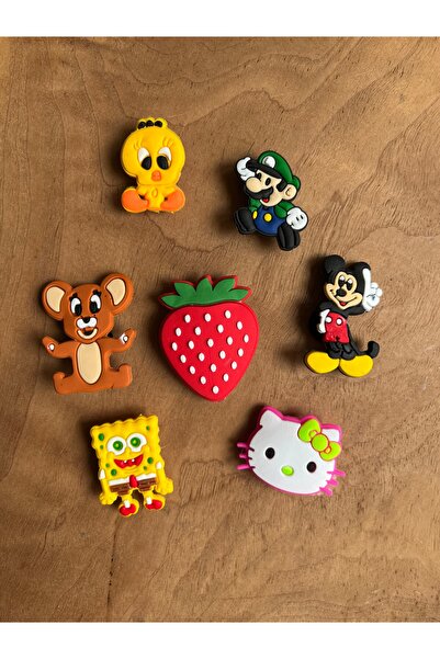 Crocs Jibbitz Terlik Süsü Twety,Mario,Sünger Bob,Çilek,Hello Kity ,Mickey Mouse 7'Li Set