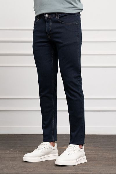 Morven Men's Dark Blue Jean Slim Fit Slim Fit Trousers