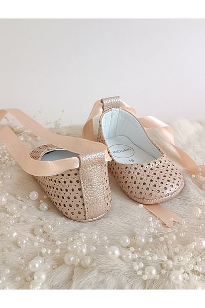 Hodore Fiore Laser Salmon Genuine Leather Baby Loafer Shoes