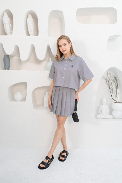 Re-SIS Striped Relaxed Fit Woven Skirt