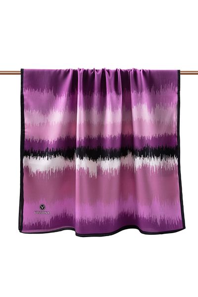 Vissona Luxurious Medina Silk - Frequency Pattern, Purple, 75X195 Non-Icing Shawl, Moss Crepe Sewing Type - Italian Sewing