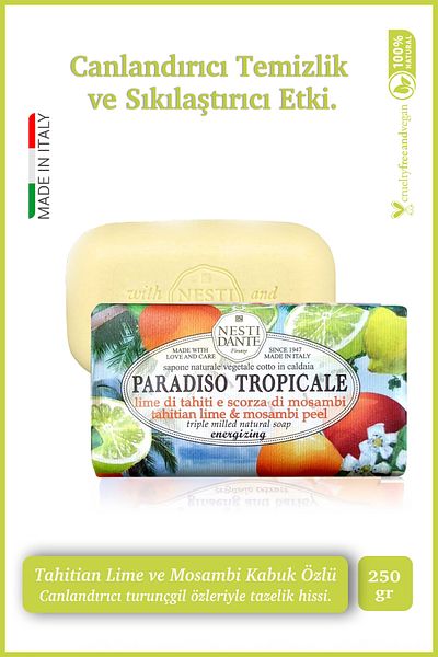 Nesti Dante Paradiso Tropical Tahitian Lime and Mosambi Peel Solid 250g Firming Soap - L