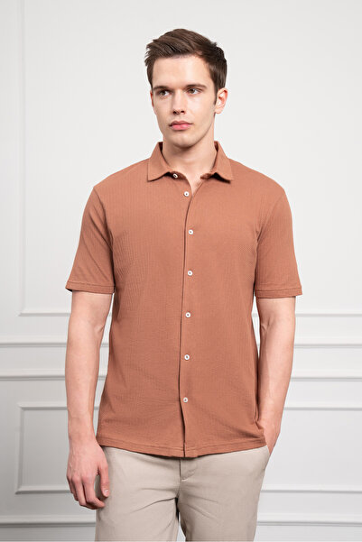 Morven Men's Tile Trend Apache Collar Dynamic Fit Short Sleeve Shirt