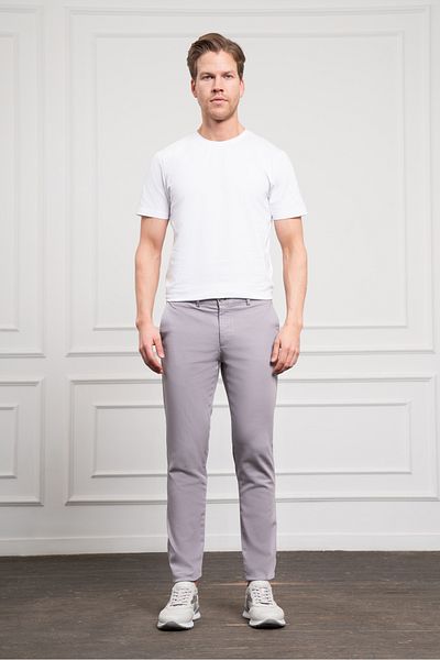Morven Ανδρικό γκρι Slim Fit Slim Fit Chino παντελόνι