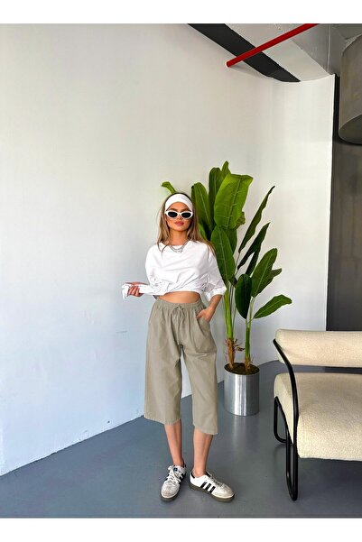 Dechers Γυναικείο λινό ψηλόμεσο μεγάλο μέγεθος 100% βαμβάκι Capri W203