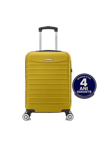 Quasar & Co. Troler Cabina Line,55x36x20cm,troller Bagaj De Mana,valiza Cabina 4 Roti,cifru,abs,galben