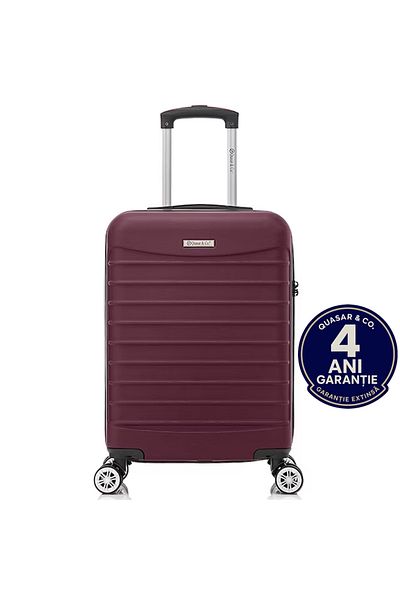Quasar & Co. Troler Cabina Line,55x36x20cm,troller Bagaj De Mana,valiza Cabina 4 Roti,cifru,abs,visiniu