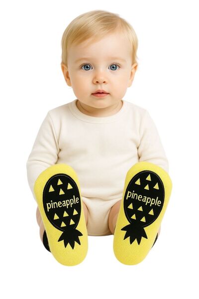 Pico Baby Bamboo Baby Socks with Anti-Slip Soles | Pineapple Patterned | 0-3 Years | For Home
