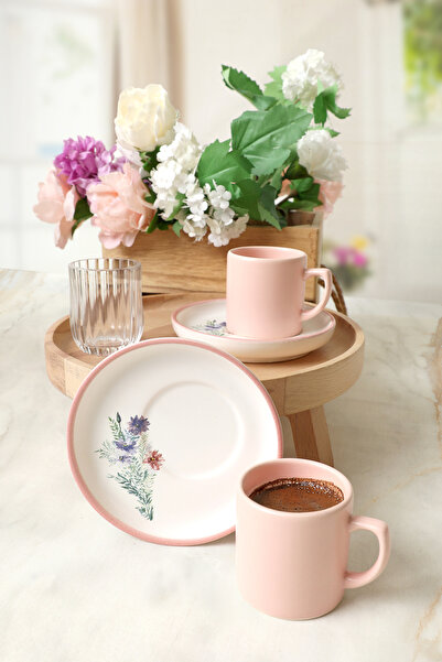 Keramika Elegant Blossoms Pink Coffee Set 4 Pieces for 2 People 21793