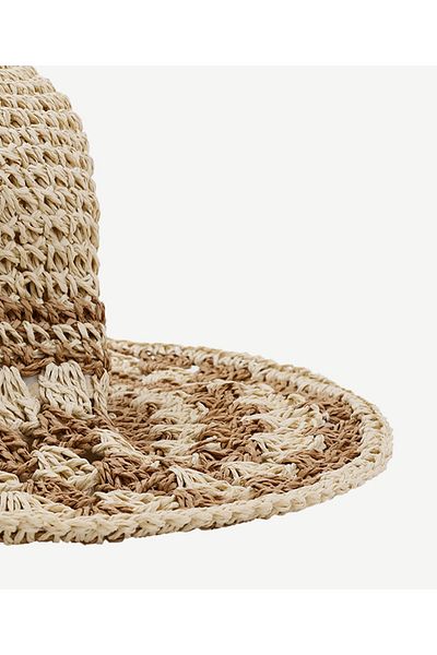 Yargıcı Knitted Patterned Straw Cloche Hat
