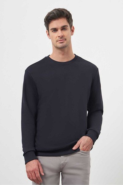 Morven Ανδρικό μπλουζάκι με λαιμόκοψη Navy Blue Basic Crew