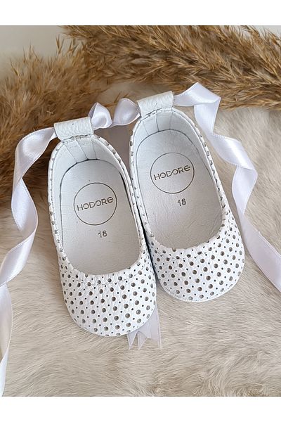 Hodore Fiore Laser White Genuine Leather Baby Loafer Shoes